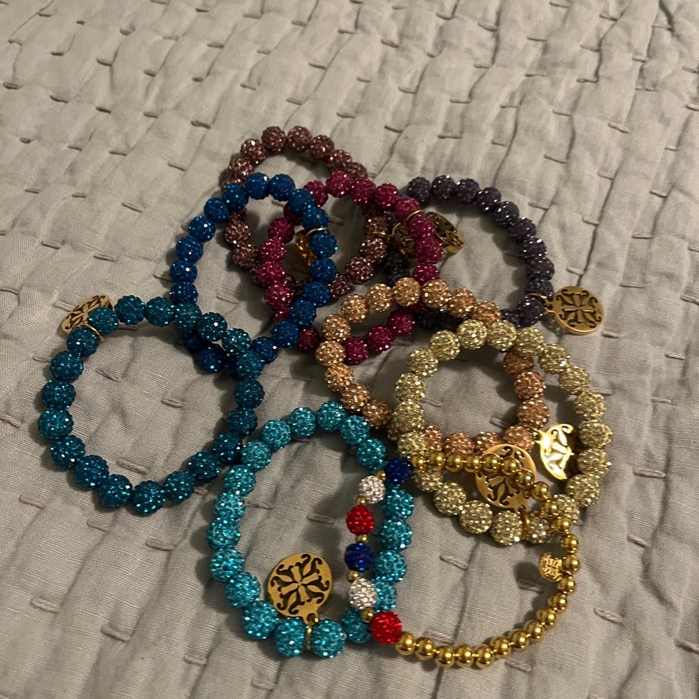 Rustic Cuff Multicolor Beaded Bracelets, Lot of 9